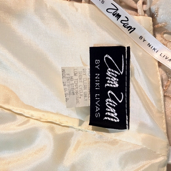 Y2K Creamy Pale Yellow & Gold Thread Organza Corset 2 Piece Prom Dress *READ* - Picture 7 of 11